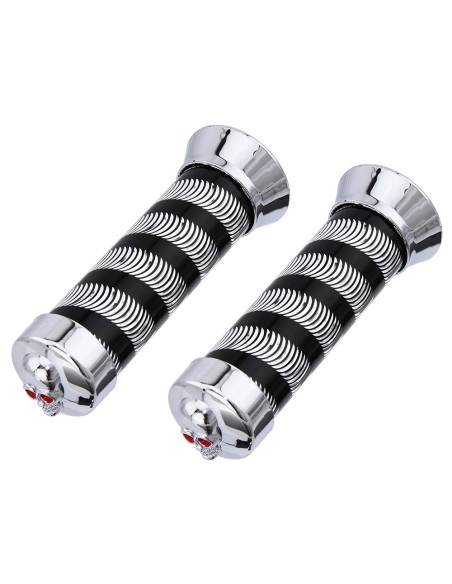 Grips 7/8 long 130mm Swirl 9518 Black/Chrome Skull.